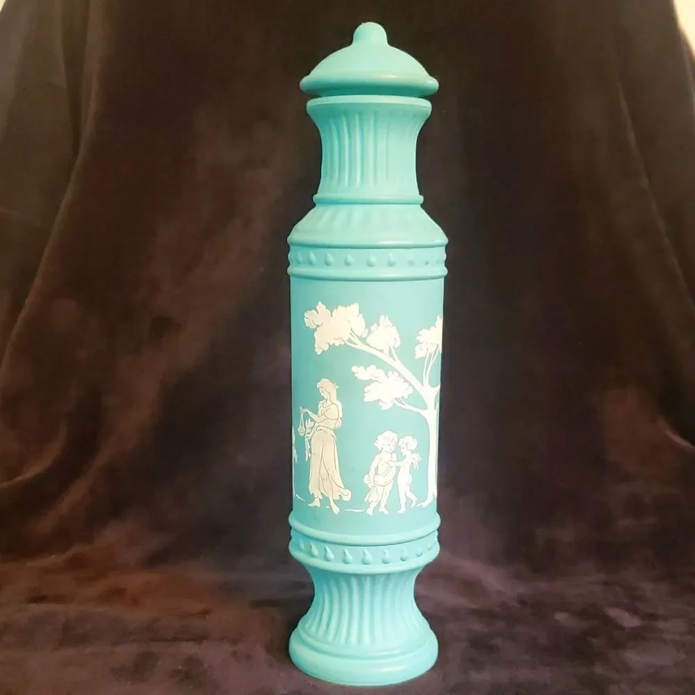 Vintage Avon Imitation Wedgwood Jasperware Greek Goddess Bottle Decanter 1970s